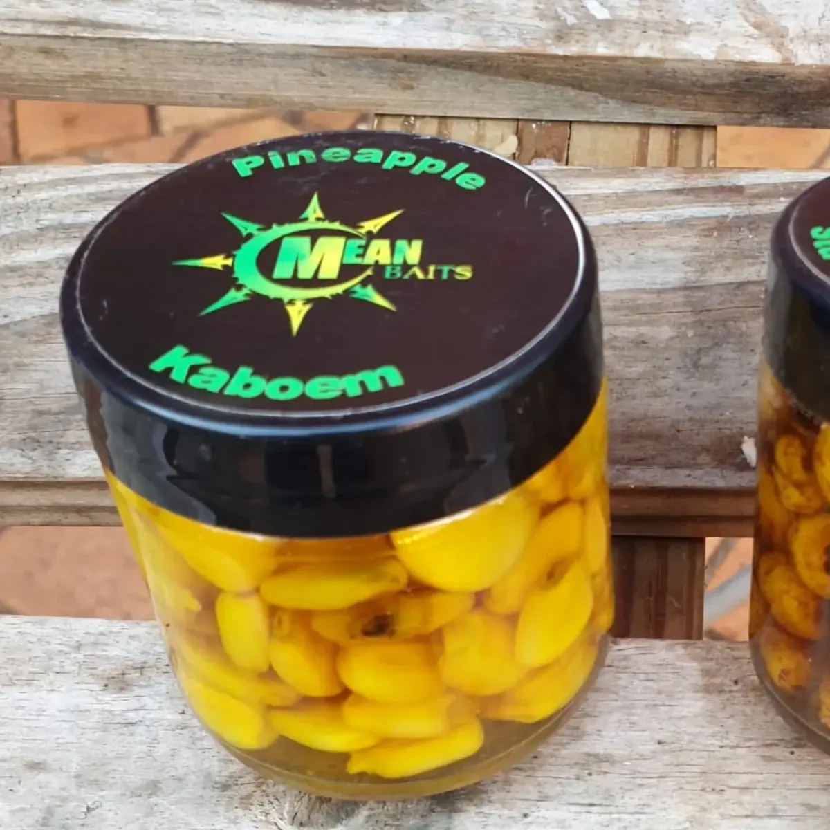 Jar of Mean Baits pineapple kaboem mielies